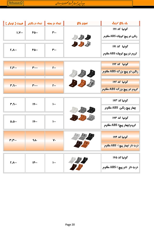 لیست قیمت بهسازان صفحه 20
